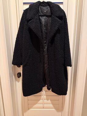 Lucky Brand Black Faux Fur Teddy Bear Coat - XL